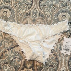 White Ruffle Trim bikini bottom